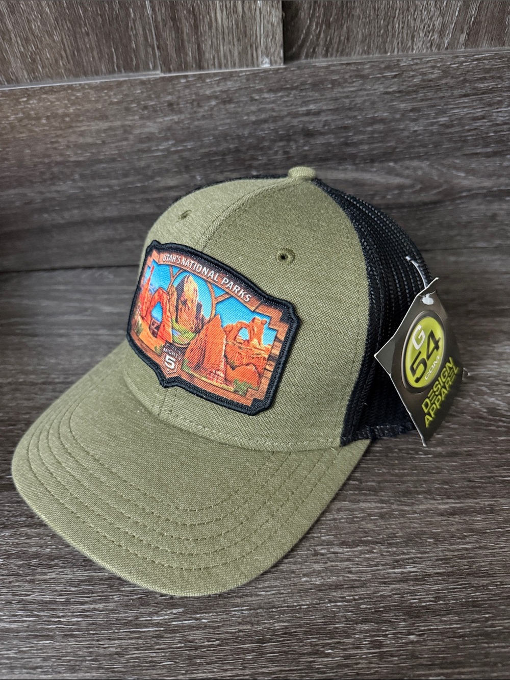 Olive Green Trucker Hat with UTAH National Parks Patch NWT